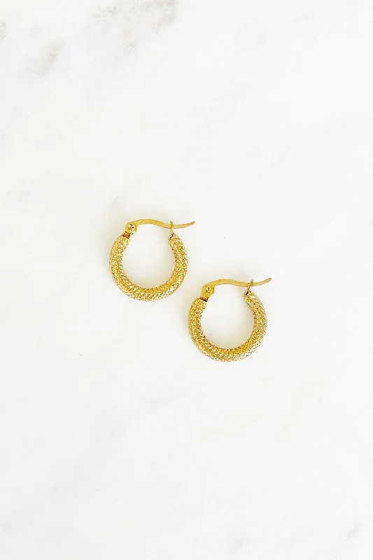 Hoop earrings with faceted crystals for added sparkle and shine-Micaela Textured Huggie Hoop Earring