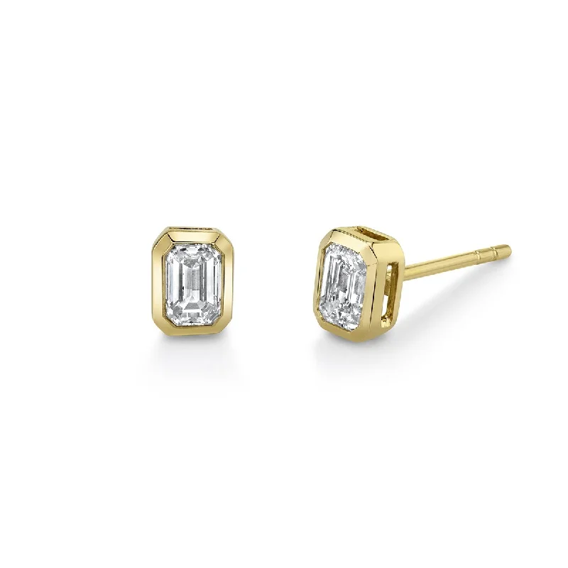 Hoop earrings with polished metal for a shiny and high-quality finish-Mini Emerald Cut Diamond Stud | Ready to Ship