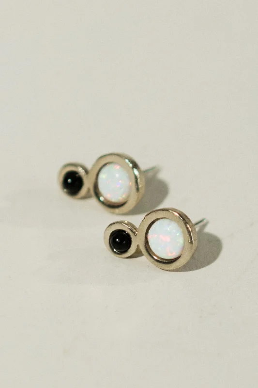 Large hoop earrings for a bold and statement-making fashion accessory-Mini Orbit Earrings with Opal