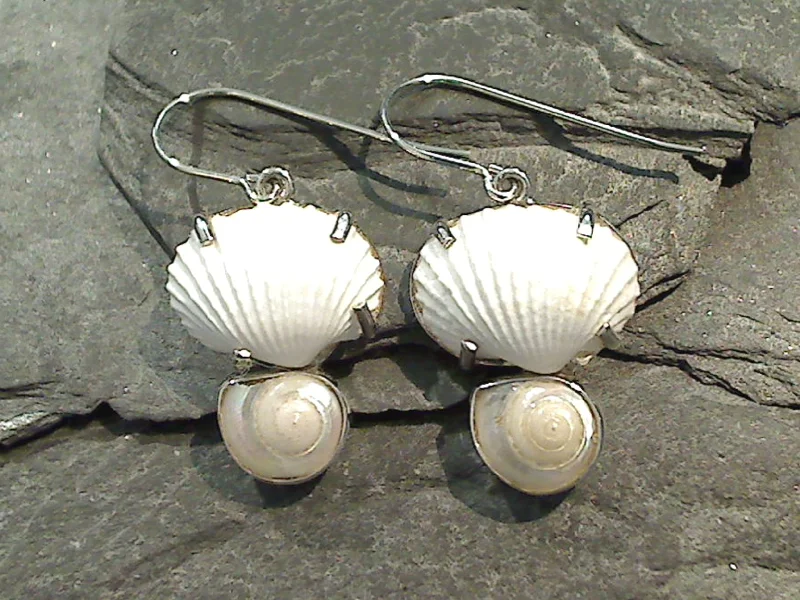 Best hoop earrings with floral designs for a feminine and delicate look-Sea Shells, Sterling Silver Earrings