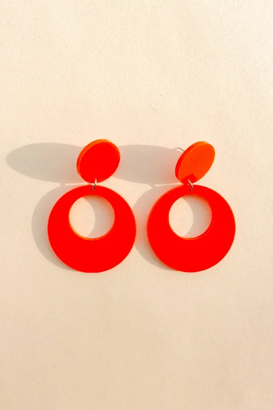 Hoop earrings with open designs for a modern, lighthearted vibe-Mod Round Earrings in Orange