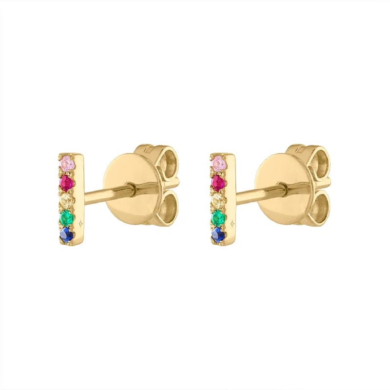 Best hoop earrings with custom designs for a personalized, unique accessory-14KT GOLD MULTI-COLOR MINI BAR EARRING