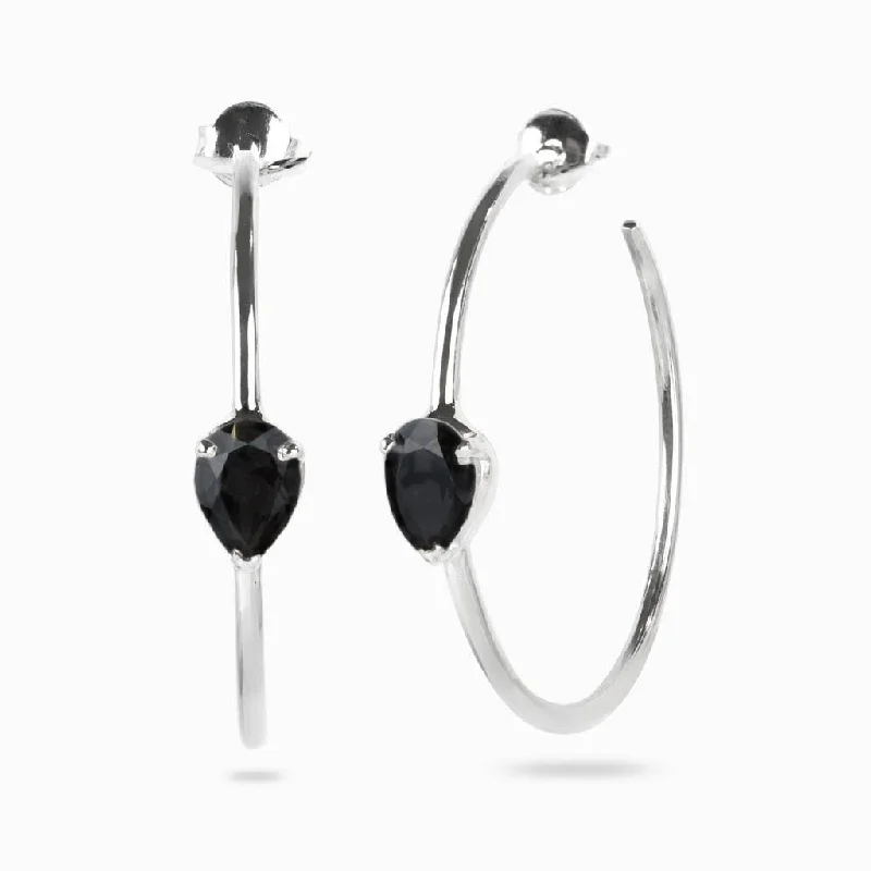 Hoop earrings with rhinestone embellishments for a glamorous and sparkling look-Onyx Hoop Earrings