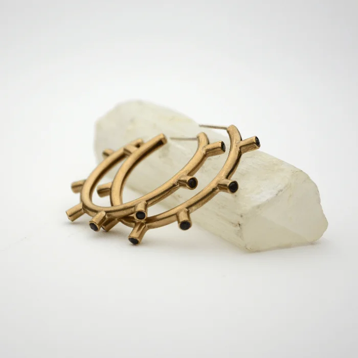 Hoop earrings with textured gold for a refined and sophisticated aesthetic-Ostara Hoops