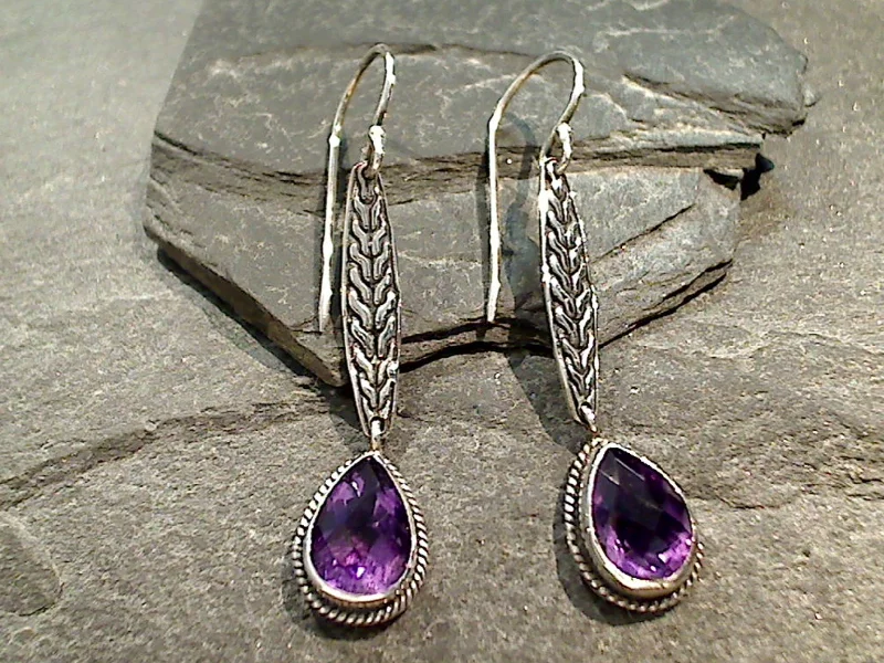 Hoop earrings with circle designs for a classic and timeless shape-Amethyst, Sterling Silver Earrings