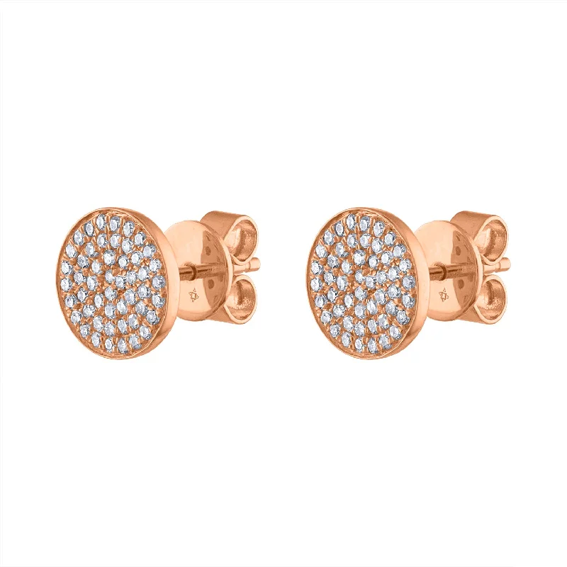 Best hoop earrings with floral designs for a feminine and delicate look-14KT GOLD PAVE DIAMOND SMALL DISK EARRING