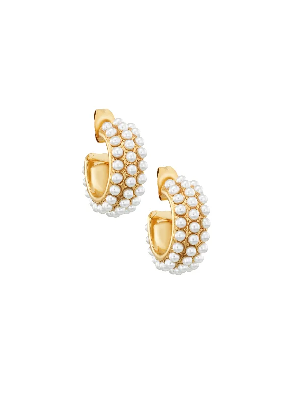 Best hoop earrings with gold-plated finishes for an affordable luxury vibe-Pearl Hoop