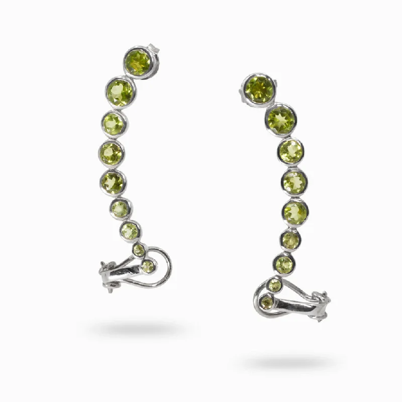 Hoop earrings with spiral designs for a dynamic and fluid look-Peridot Ear Climbers