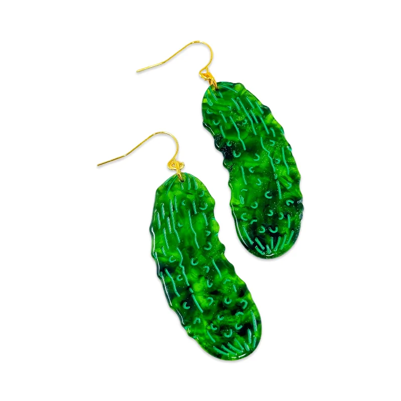 Hoop earrings with twisted leather for a chic and modern boho look-Pickle Acetate Earrings