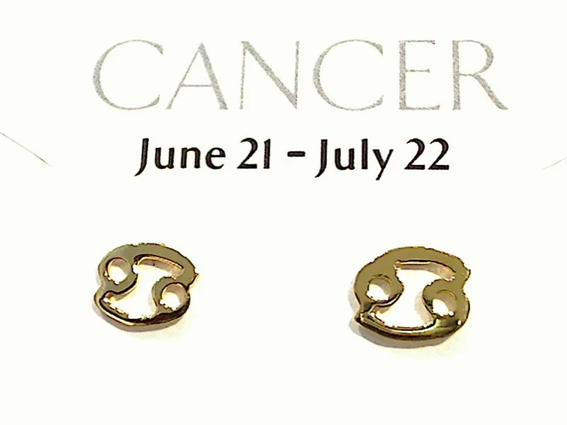 Best hoop earrings with textured silver for a rustic and organic finish-Gold Plated Sterling Cancer Zodiac Earrings