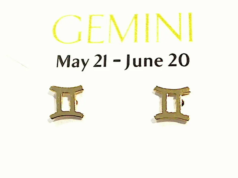 Best hoop earrings with geometric pendants for a modern, chic appeal-Gold Plated Sterling Gemini Zodiac Earrings