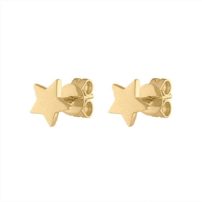 Best hoop earrings with textured silver for a rustic and organic finish-14KT GOLD PLAIN STAR EARRING