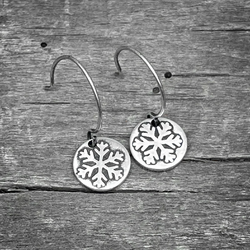 Hoop earrings with textured finishes for a vintage and classic style-Powder Snowflake Earrings