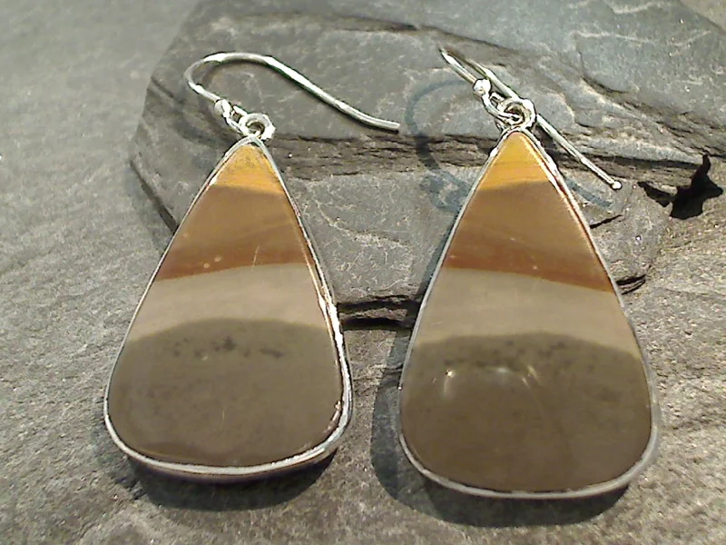 Best hoop earrings with snake chain details for a sleek and modern touch-American Picture Jasper, Sterling Silver Earrings