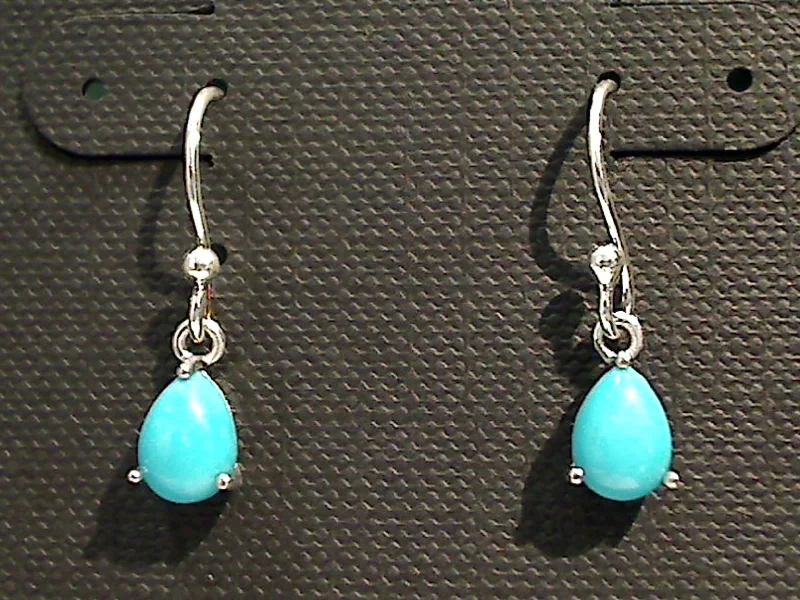 Hoop earrings with textured finishes for a vintage and classic style-Turquoise, Sterling Silver Small Earrings