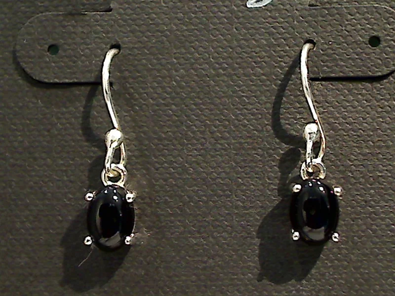 Best hoop earrings with blackened metal for an edgy and bold appearance-Black Onyx, Sterling Silver Small Earrings