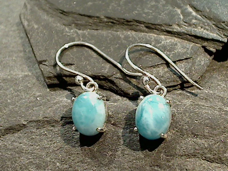 Hoop earrings with stacked layers for a bold and textured design-Larimar, Sterling Silver Earrings