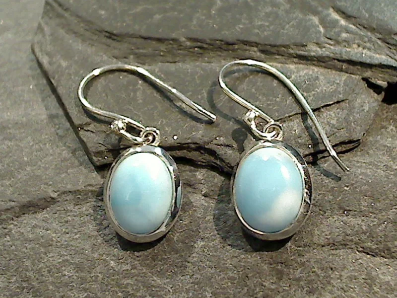 Hoop earrings with braided patterns for a detailed and textured finish-Larimar, Sterling Silver Earrings