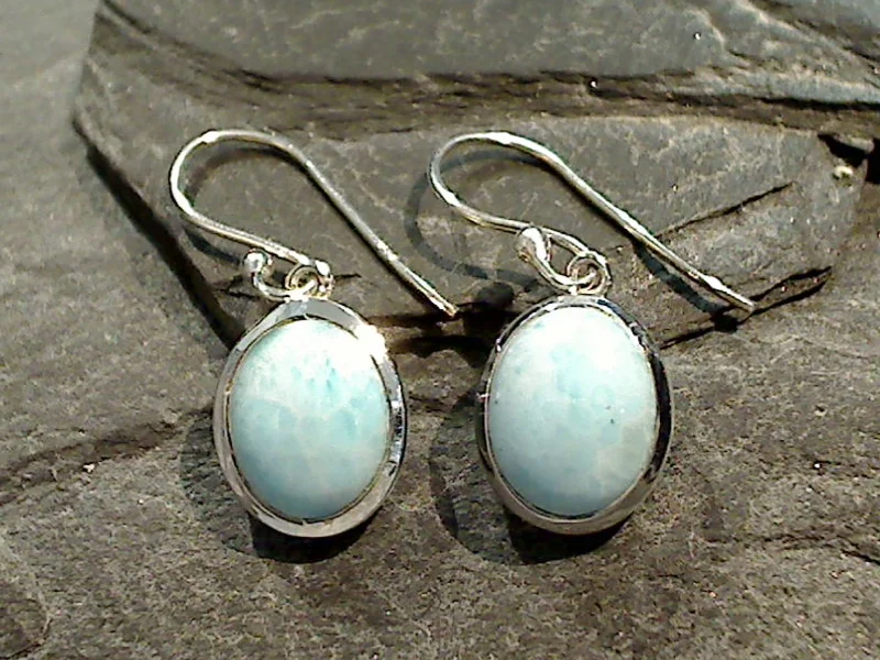 Best hoop earrings with lever-back closures for secure and easy wear-Larimar, Sterling Silver Earrings