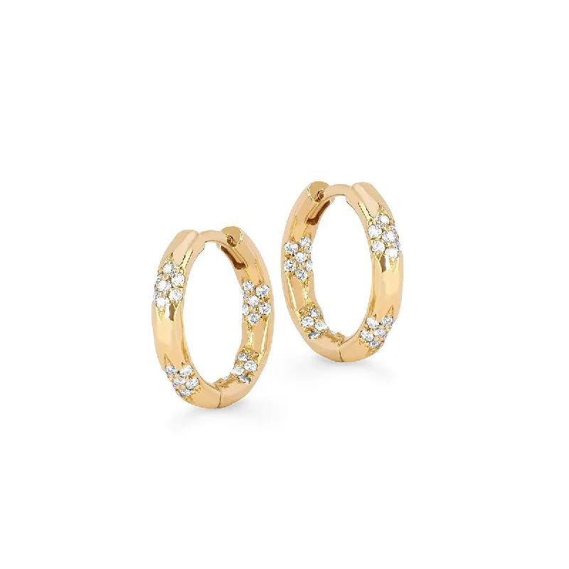 Lightweight hoop earrings for comfortable and all-day wear-Sevenfold Diamond Hoops Small | Ready to Ship