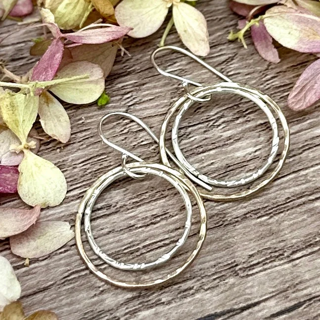 Best hoop earrings with turquoise stones for a bohemian-inspired vibe-Silver in Gold Circle Earrings