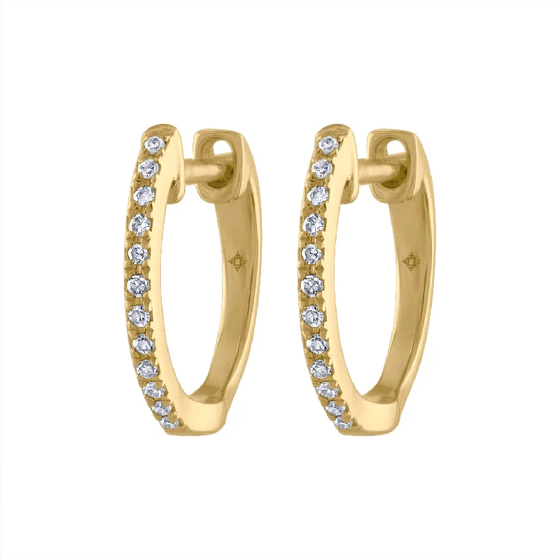 Best hoop earrings with satin ribbons for a soft, feminine appearance-14KT GOLD SMALL DIAMOND HUGGIE EARRING