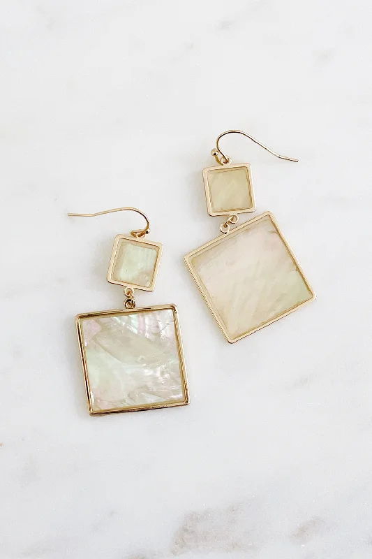 Best hoop earrings with vintage rhinestone embellishments for a retro-glam effect-Square Shell Earrings