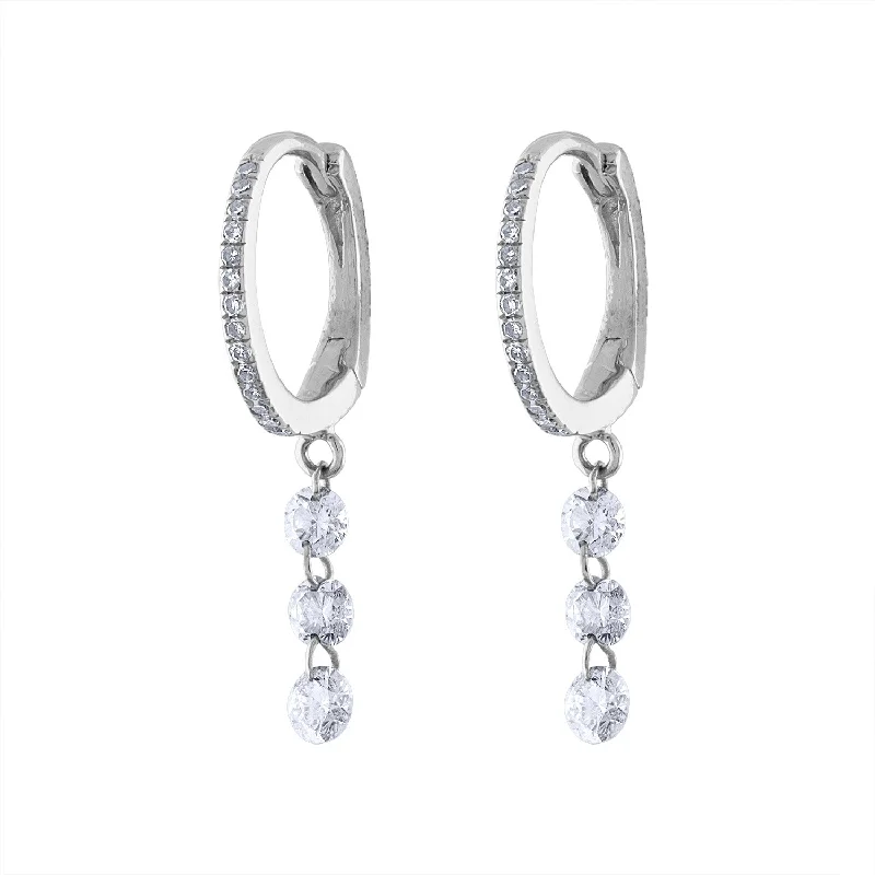 Best hoop earrings with delicate chain details for a trendy and stylish design-14KT GOLD THREE PIERCED DIAMOND DANGLE EARRING