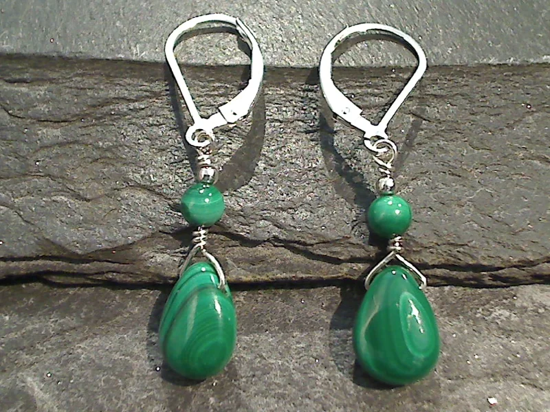 Best hoop earrings with minimal embellishments for a sleek and modern look-Malachite, Sterling Silver Earrings