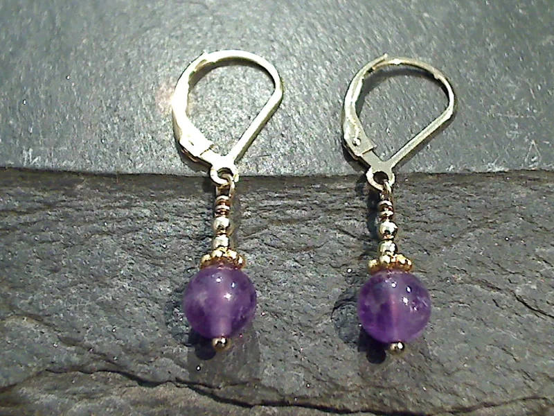 Hoop earrings with artistic filigree designs for an intricate, delicate finish-Amethyst, Gold Filled Earrings