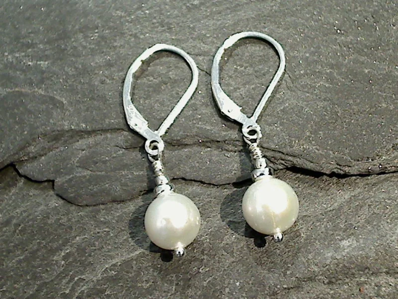 Best hoop earrings with butterfly motifs for a playful and whimsical appearance-Pearl, Sterling Silver Earrings