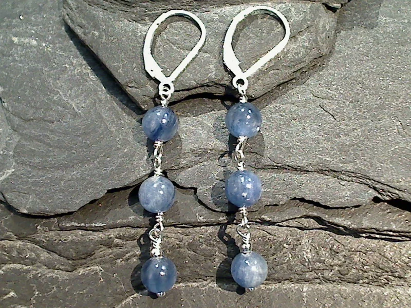 Best hoop earrings with blackened metal for an edgy and bold appearance-Kyanite, Sterling Silver Earrings