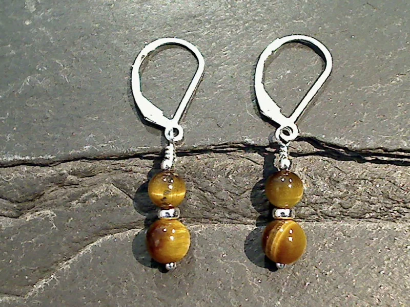 Best hoop earrings with infinity designs for a timeless and meaningful symbol-Tiger's Eye, Sterling Silver Earrings