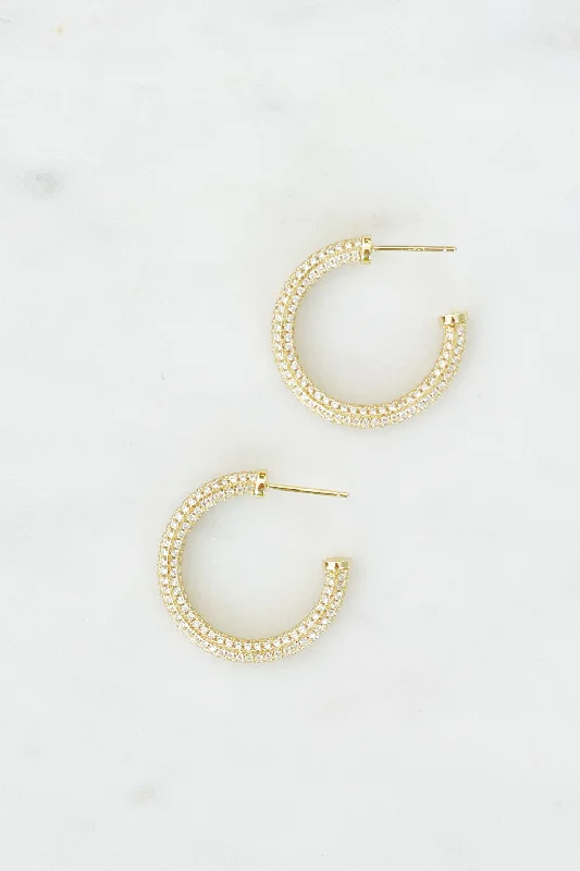 Hoop earrings with oversized pearl accents for a statement-making look-Totally Tubular Pave Hoop