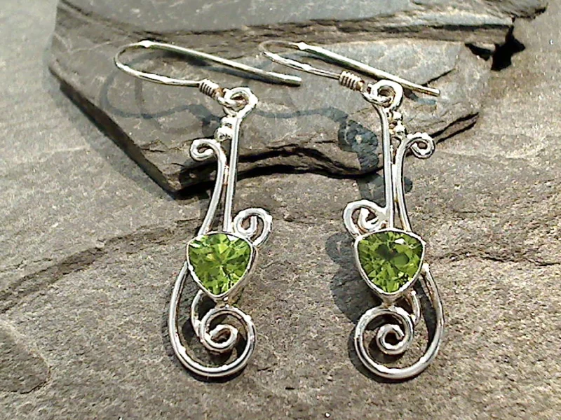 Classic hoop earrings with a thin profile for a sleek and subtle style-Peridot, Sterling Silver Earrings