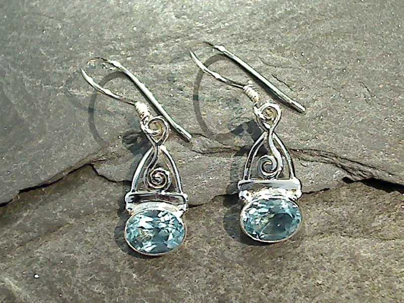 Best hoop earrings with floral designs for a feminine and delicate look-Blue Topaz, Sterling Silver Earrings