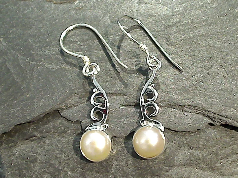 Hoop earrings with floral motifs for a feminine and nature-inspired look-Champagne Pearl, Sterling Silver Earrings