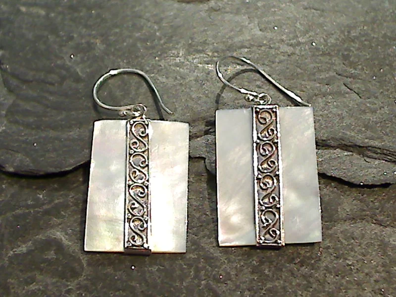 Best hoop earrings with matching bracelets for a coordinated jewelry set-Mother of Pearl, Sterling Silver Earrings