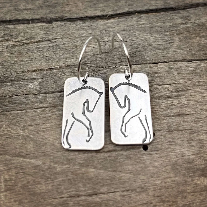 Hoop earrings with leather accents for a sleek and bold combination-White Horse Dressage Earrings