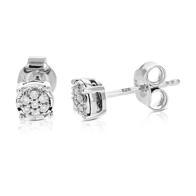 Stud Earrings for Fitness Activities -1/10 cttw Lab Created Diamond Stud Earrings in .925 Sterling Silver Prong Set