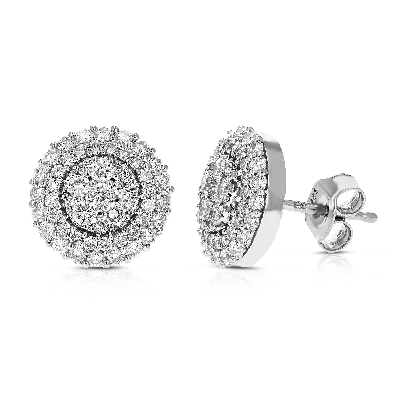 Stud Earrings with Abstract Designs -1.50 cttw Lab Created Diamond Stud Earrings in .925 Sterling Silver Prong Set