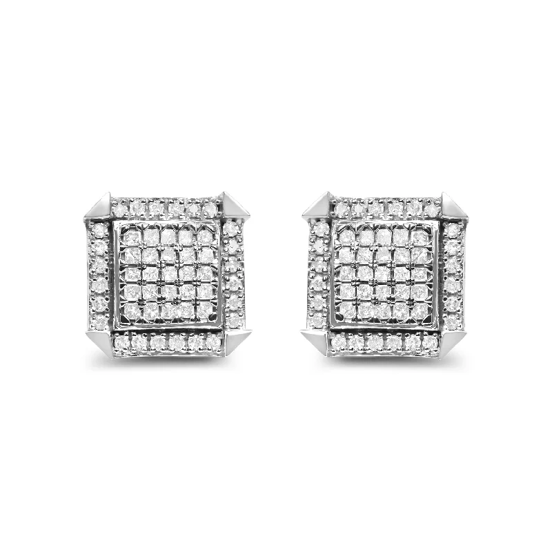 Minimalist Stud Earrings with Simplicity -10K White Gold 1.0 Cttw Diamond  Composite with Halo Stud Earrings