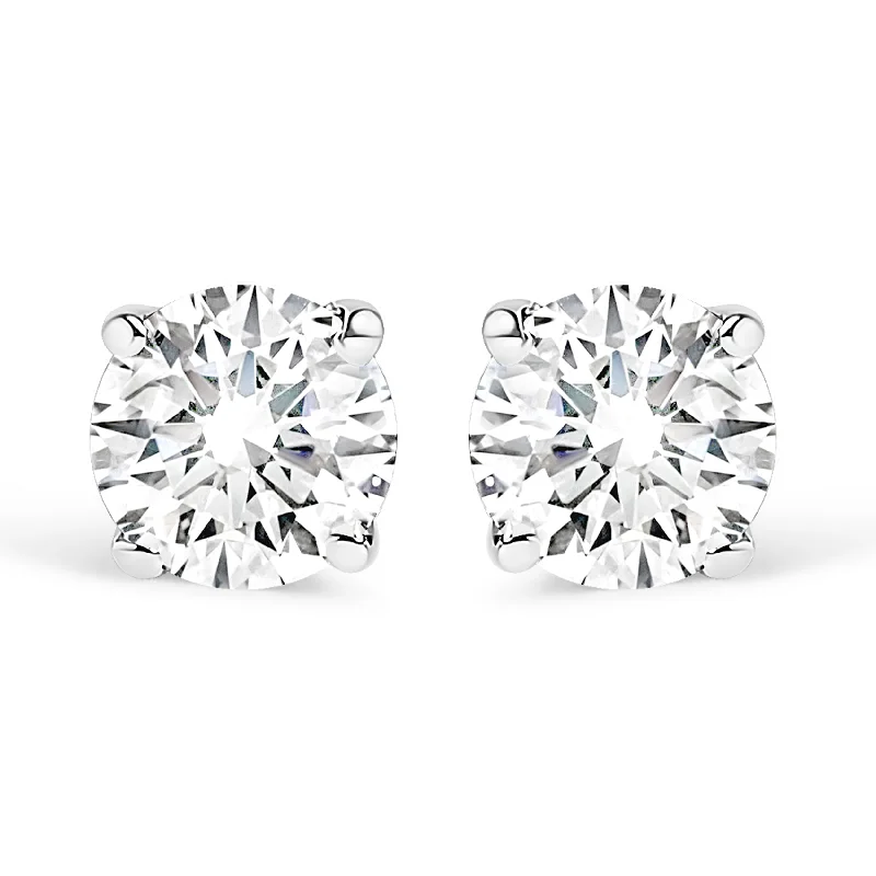 Large Stud Earrings for Statement -14K White Gold 1/3 Cttw Round Brilliant-Cut Near Colorless Diamond Classic 4-Prong Stud Earrings