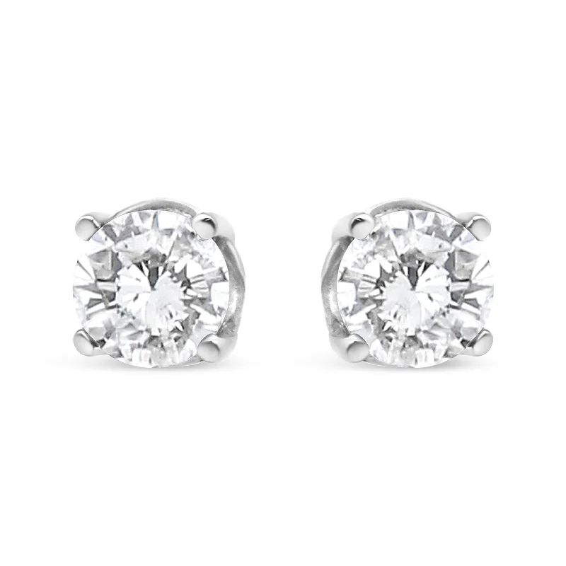 Nickel Free Stud Earrings for Safety -14K White Gold 3/4 Cttw Lab Grown Diamond 4-Prong Classic Stud Earrings