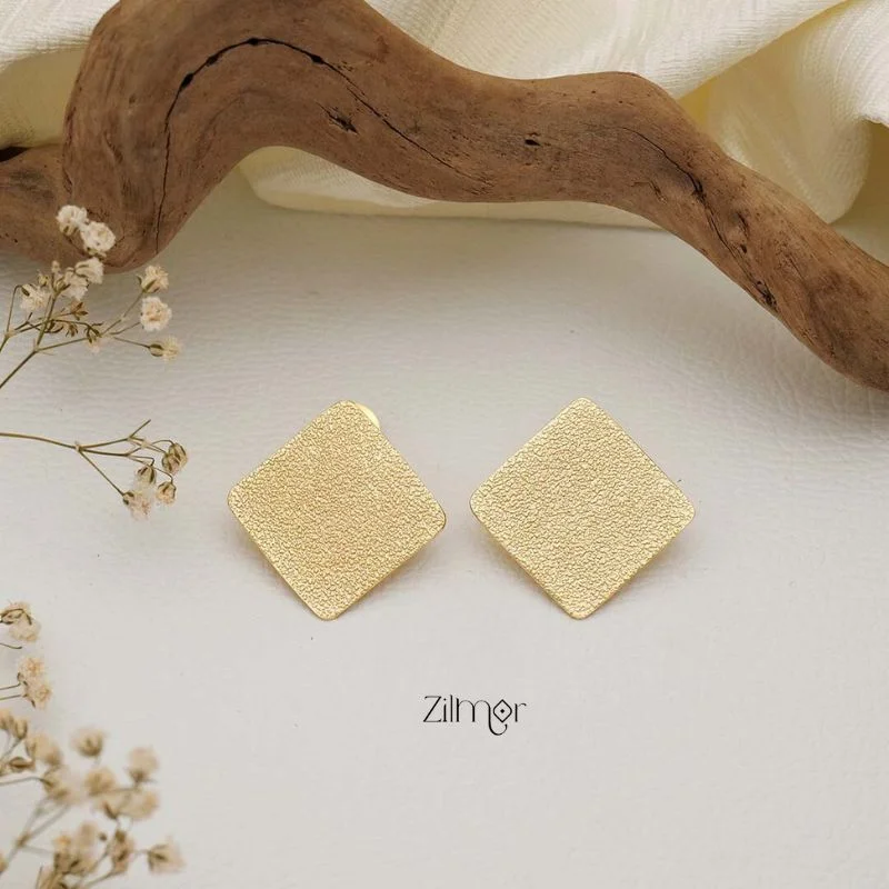 Stud Earrings with Crystals -Square Brass  Stud Earrings - AS100730