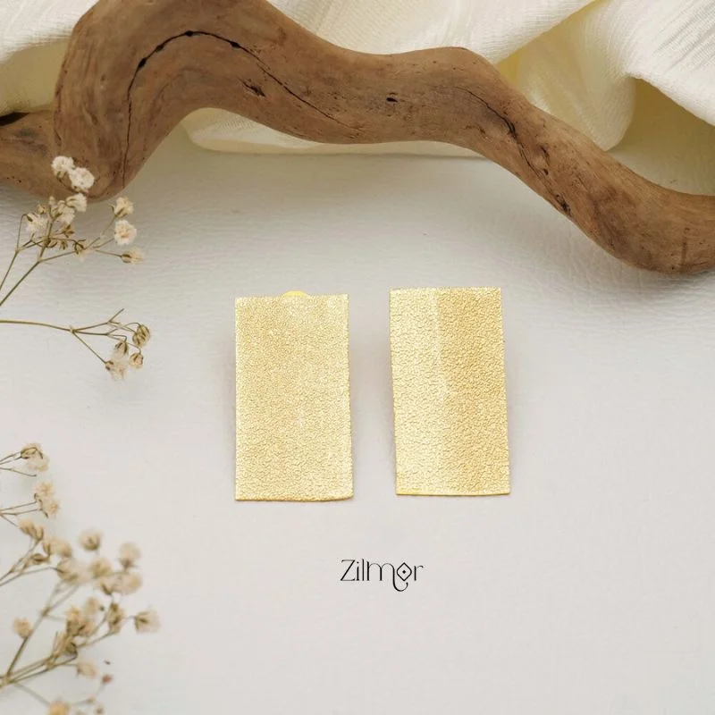 Triple Stud Earrings for Layered -Rectangle Brass Stud Earrings - AS100732