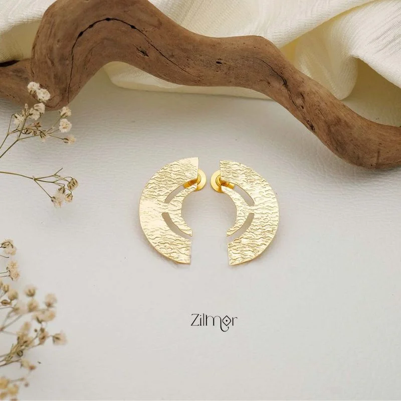 Double Stud Earrings for Impact -Half Moon Brass Stud Earrings - AS100734