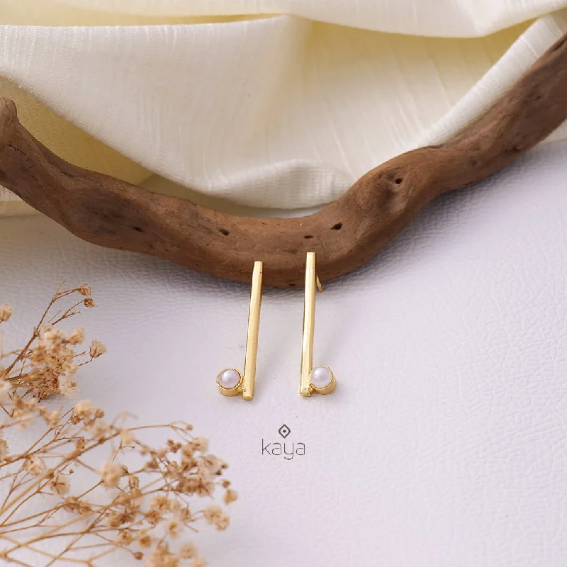 Ethnic Stud Earrings with Tribal Design -Pearl Bar Stud Earrings - AS100852