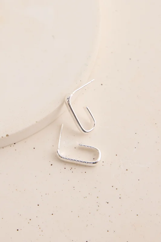 Multi Stud Earrings with Chains -Abagail Stud Earrings Silver