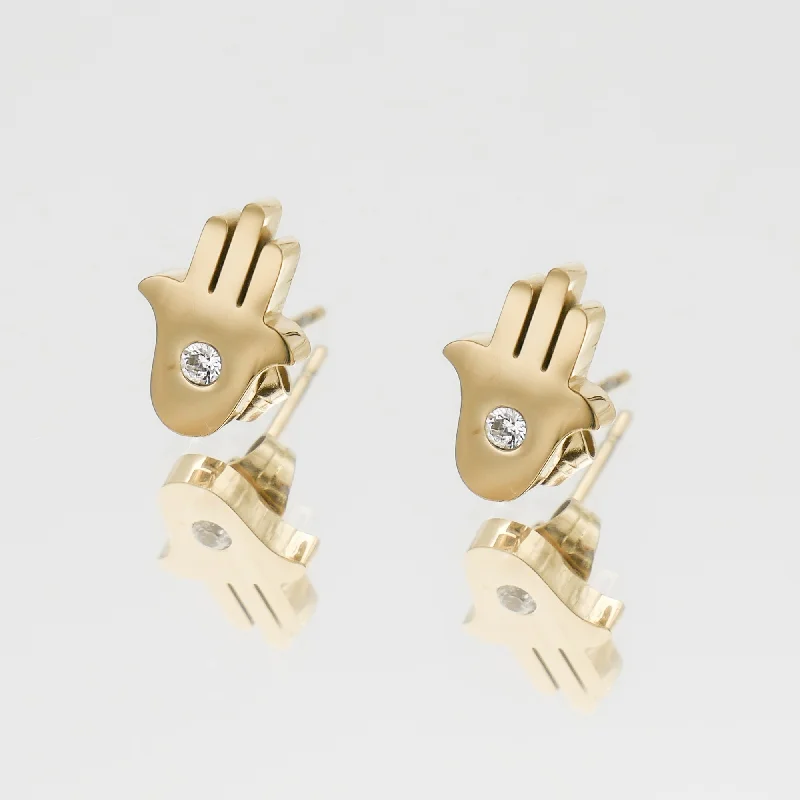 Stud Earrings for Wedding Ceremony -Amalie Hand of Hamsa Stud Earrings